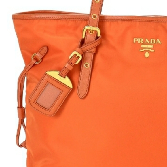 PRADA Large Orange Gold Tote Bag Shoulder Bag - Picture 2 of 7
